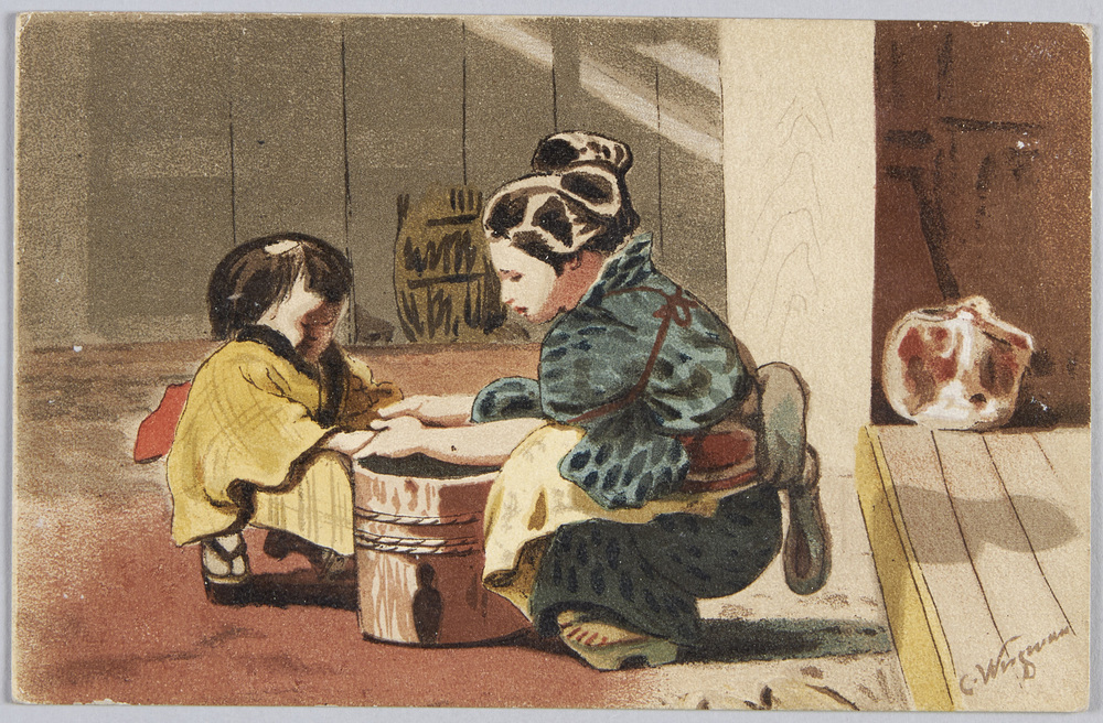 作品画像:手を洗う母子