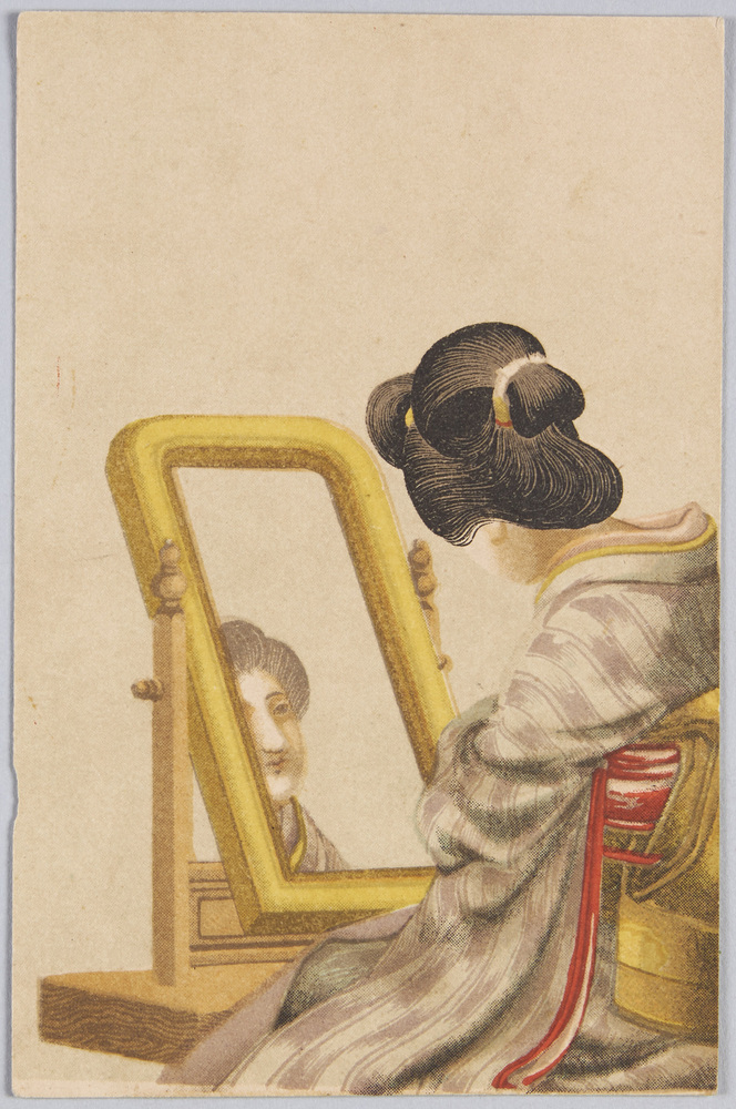 作品画像:鏡を見る女性