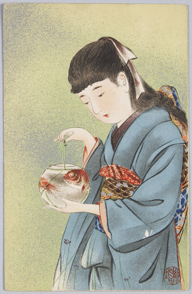 作品画像：[金魚鉢を持つ少女]