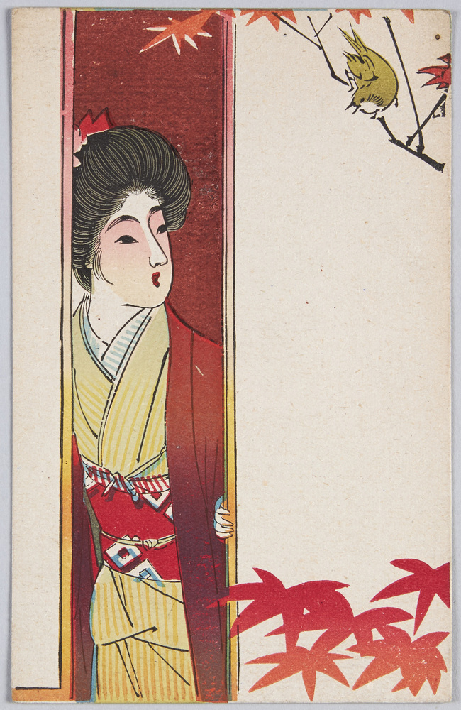 作品画像:戸外を見る和装女性