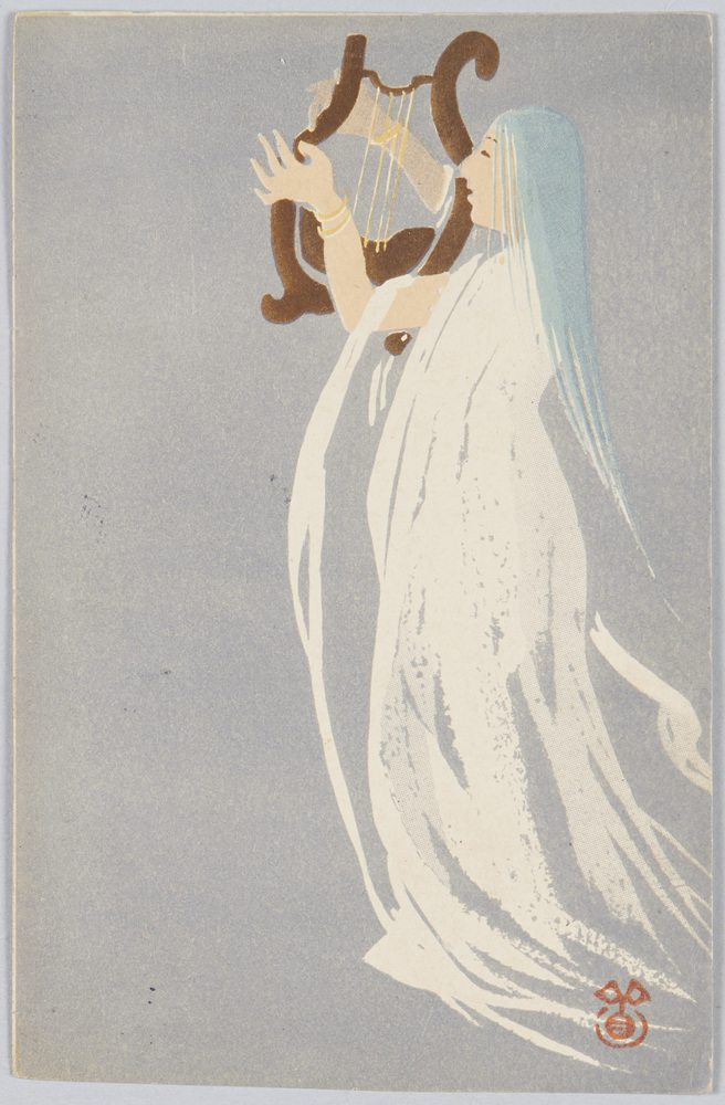 作品画像:竪琴を抱える女性