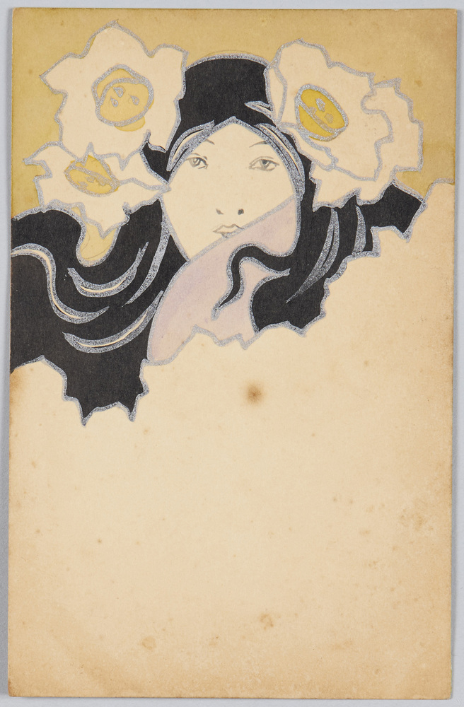 作品画像:女性と白椿