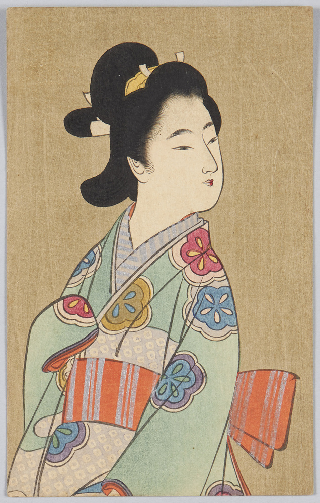 作品画像:梅の枝を持つ女性