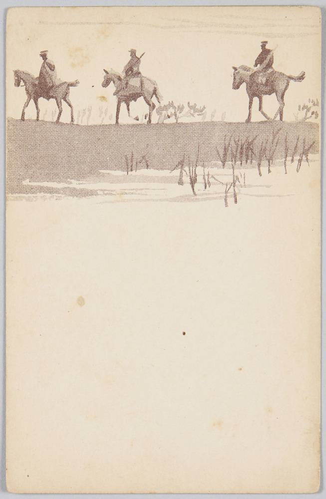 作品画像:土手を進む騎馬軍人 (軍事郵便)