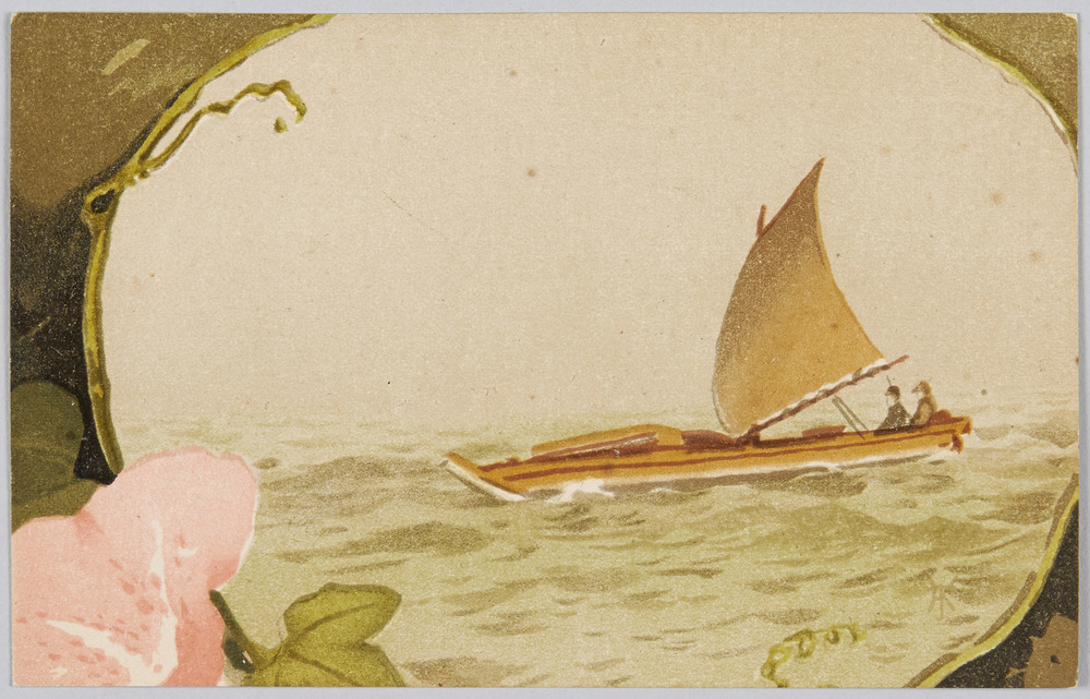 作品画像:帆船と朝顔