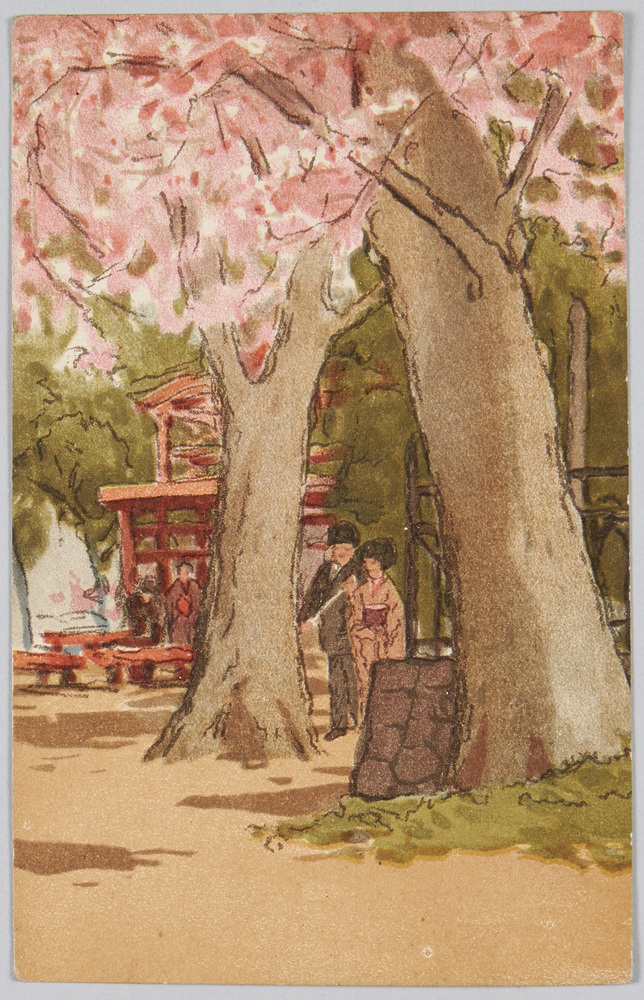 作品画像:桜の下の男女