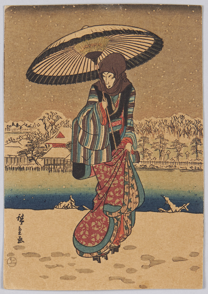 作品画像:雪中美人図 歌川広重画