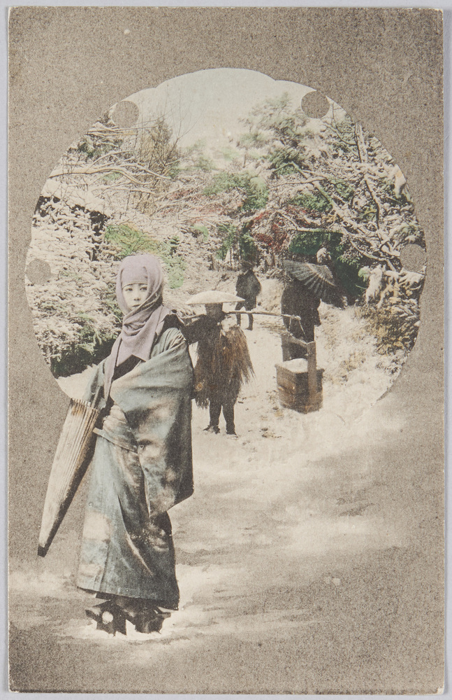 作品画像:御高祖頭巾姿の日本女性