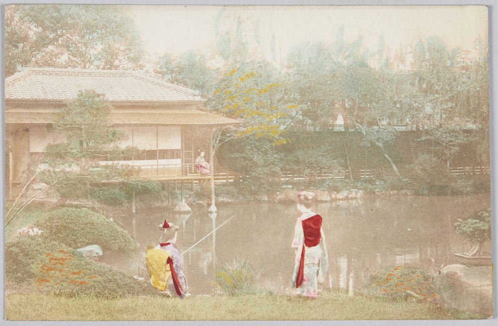 作品画像:庭園と和服女性