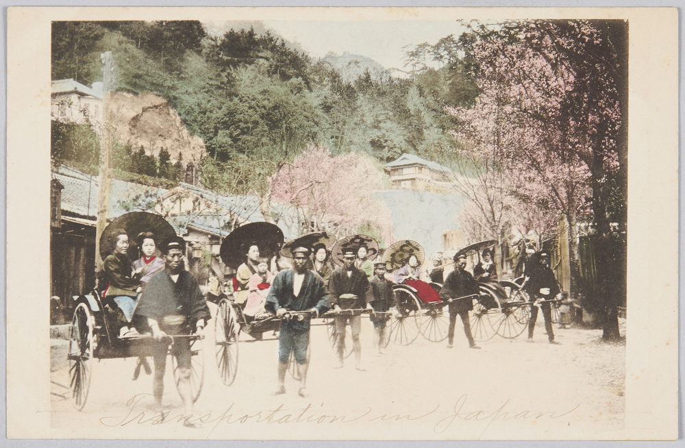 作品画像:人力車に乗る人々
