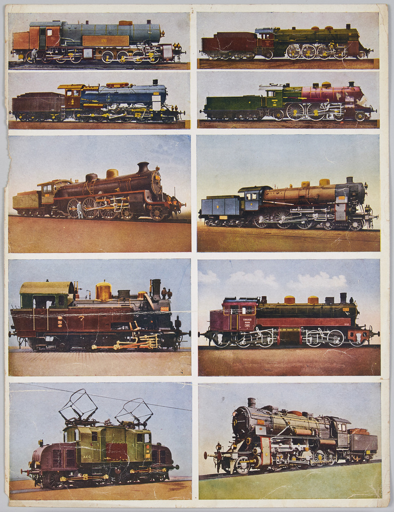 作品画像:裁断前絵ハガキ 蒸気機関車 電気機関車
