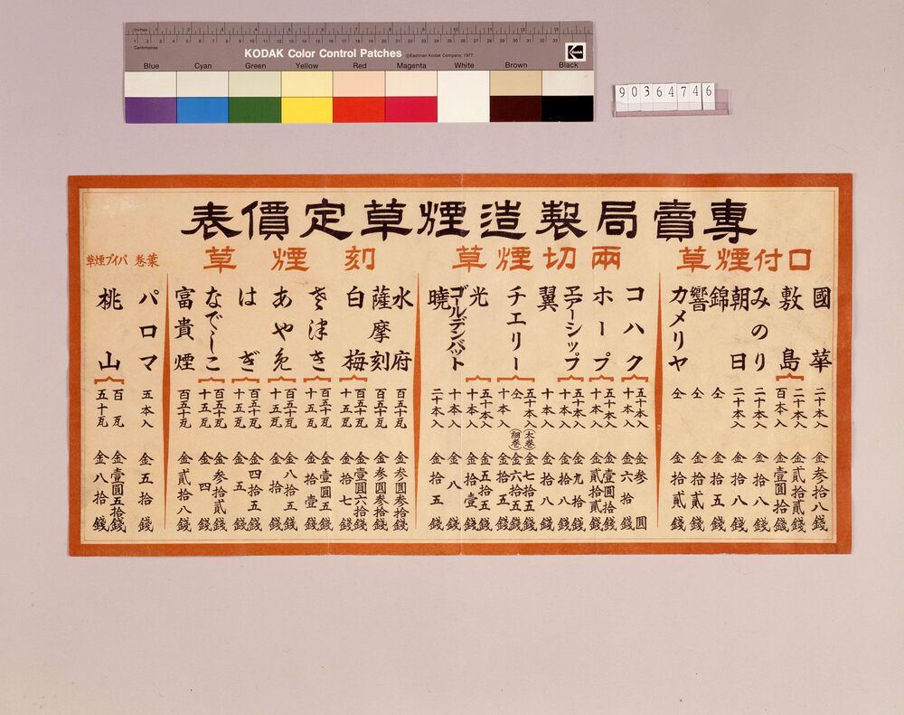 作品画像:専売局製造煙草定価表