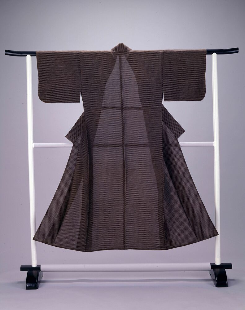 作品画像:江戸小紋地着物他一括資料 着物(単衣)黒絽地立涌文