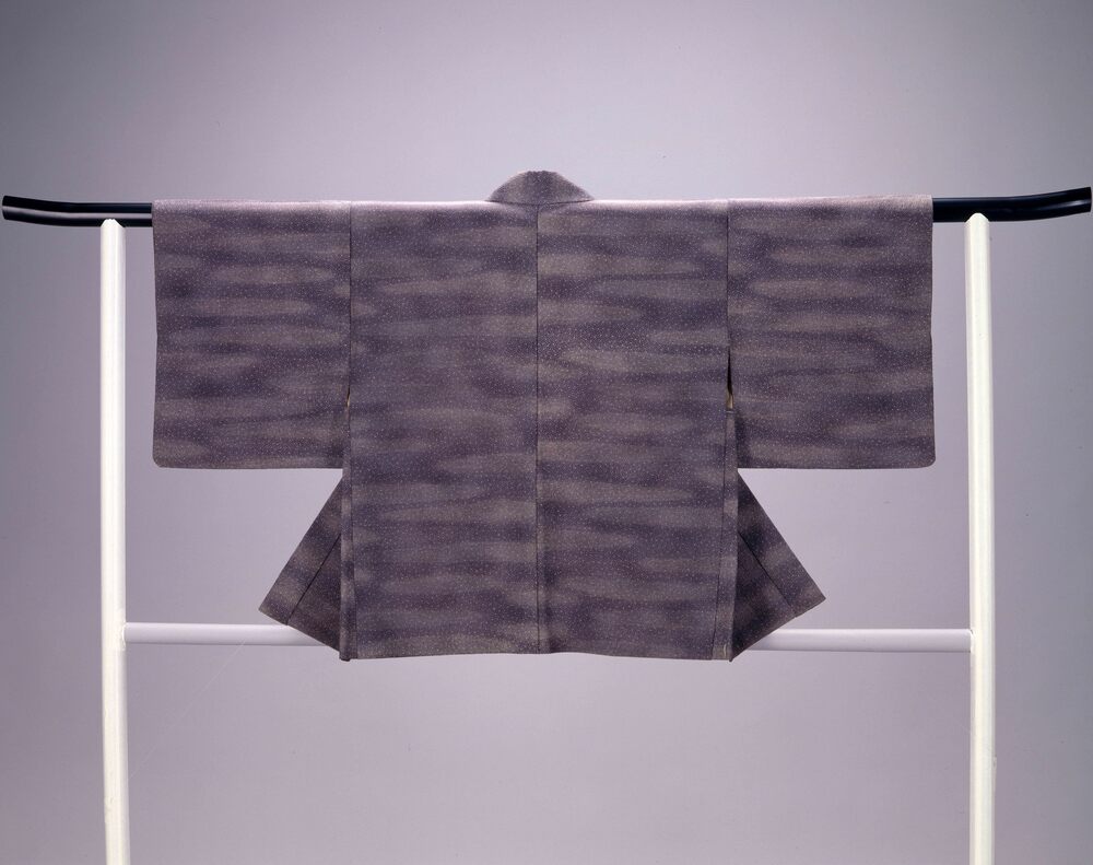 作品画像:江戸小紋地着物他一括資料 羽織 浅葱縮緬地霰霞文(裏:絹地菱模様)