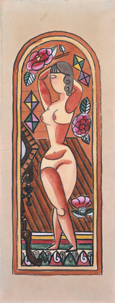 作品画像:裸婦 A(ステンドグラス下絵)