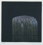 作品画像：アスパラガス［『Hamaguchi’s six original color mezzotints（６つのカラーメゾチント）』より］