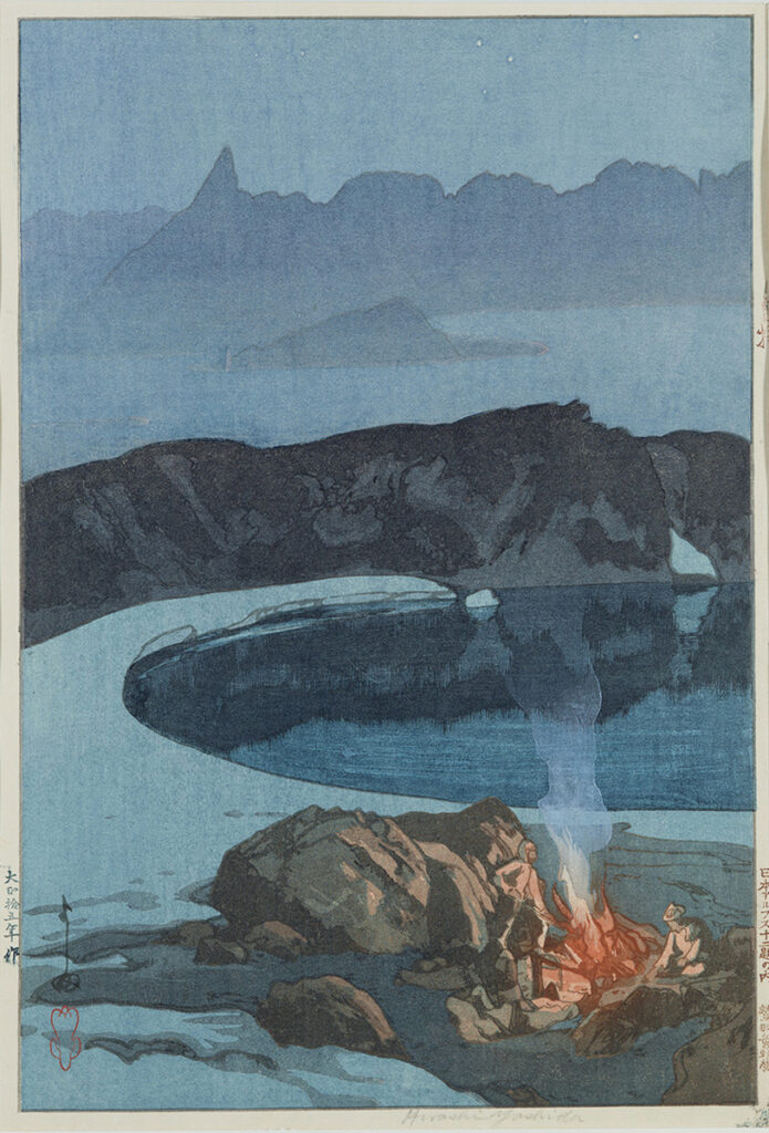 作品画像：鷲羽岳の野営［『日本アルプス十二題』より］