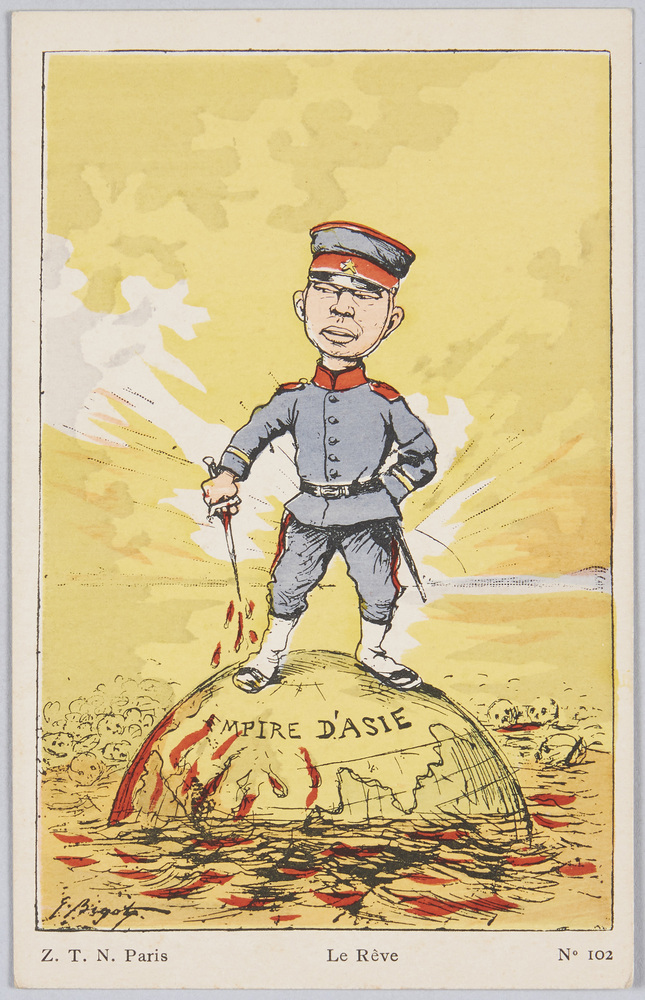 作品画像:ビゴー画 日露戦争風刺絵葉書