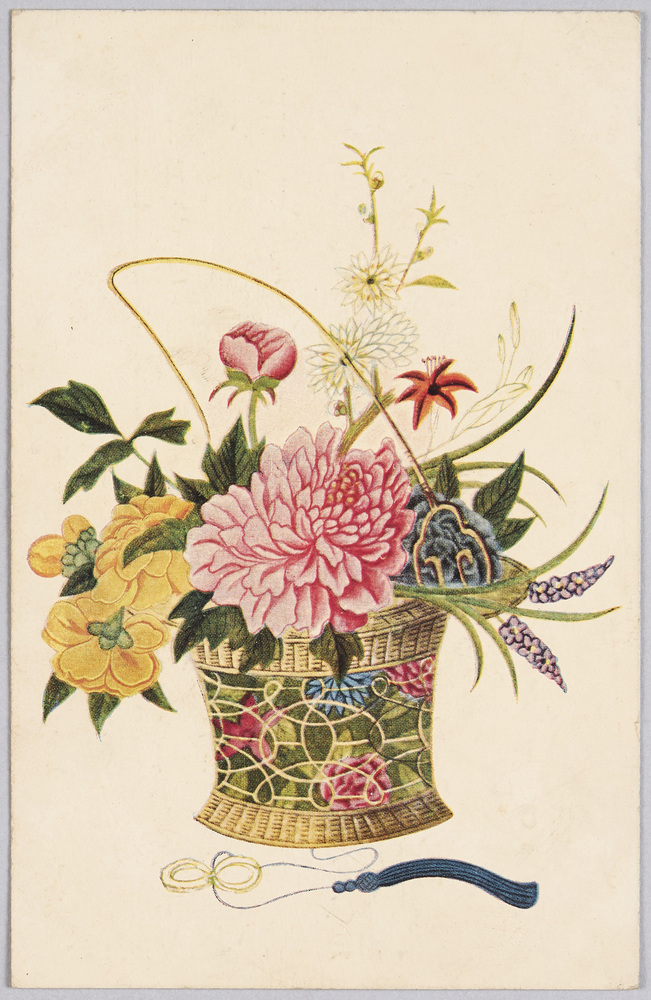 作品画像:植物 絵葉書 花篭