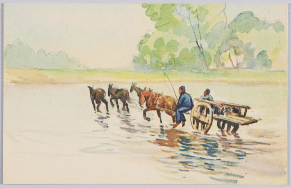 作品画像:川を渡る馬車