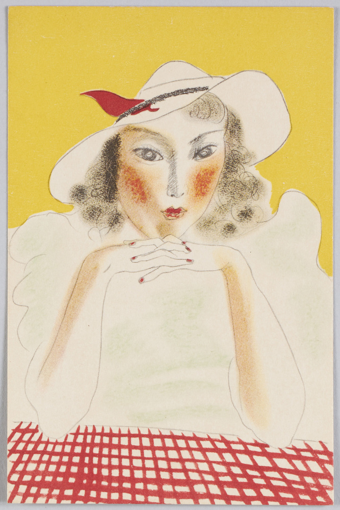 作品画像:白い帽子の女性
