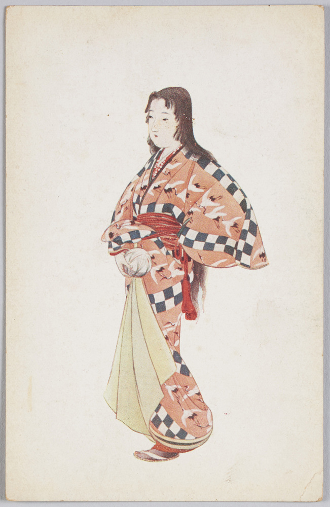 作品画像:鞠を持つ和装女性