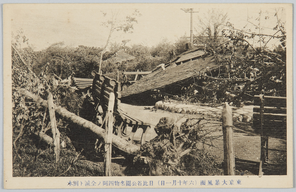作品画像:東京大暴風雨(六年十月一日)日比谷公園名物四阿ノ全滅ト倒木