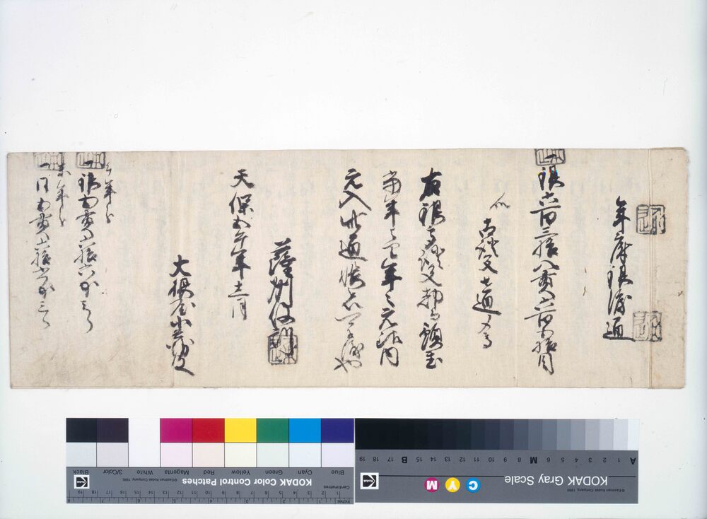 作品画像:大坂商人大根屋文書 薩州様御渡御通