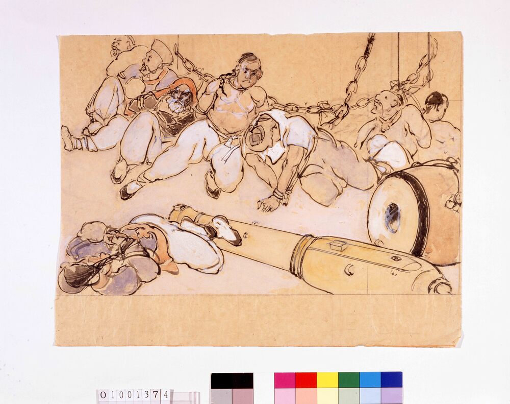 作品画像：下絵 [日清戦争] 捕われの兵士