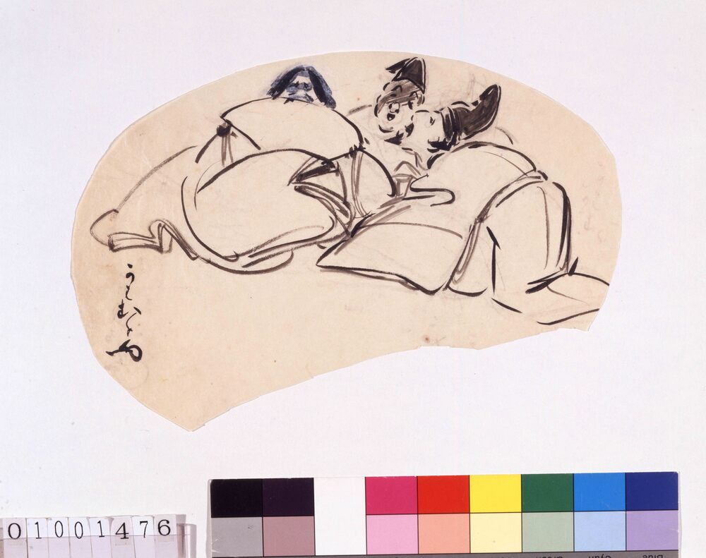 作品画像:下絵 談笑する男女