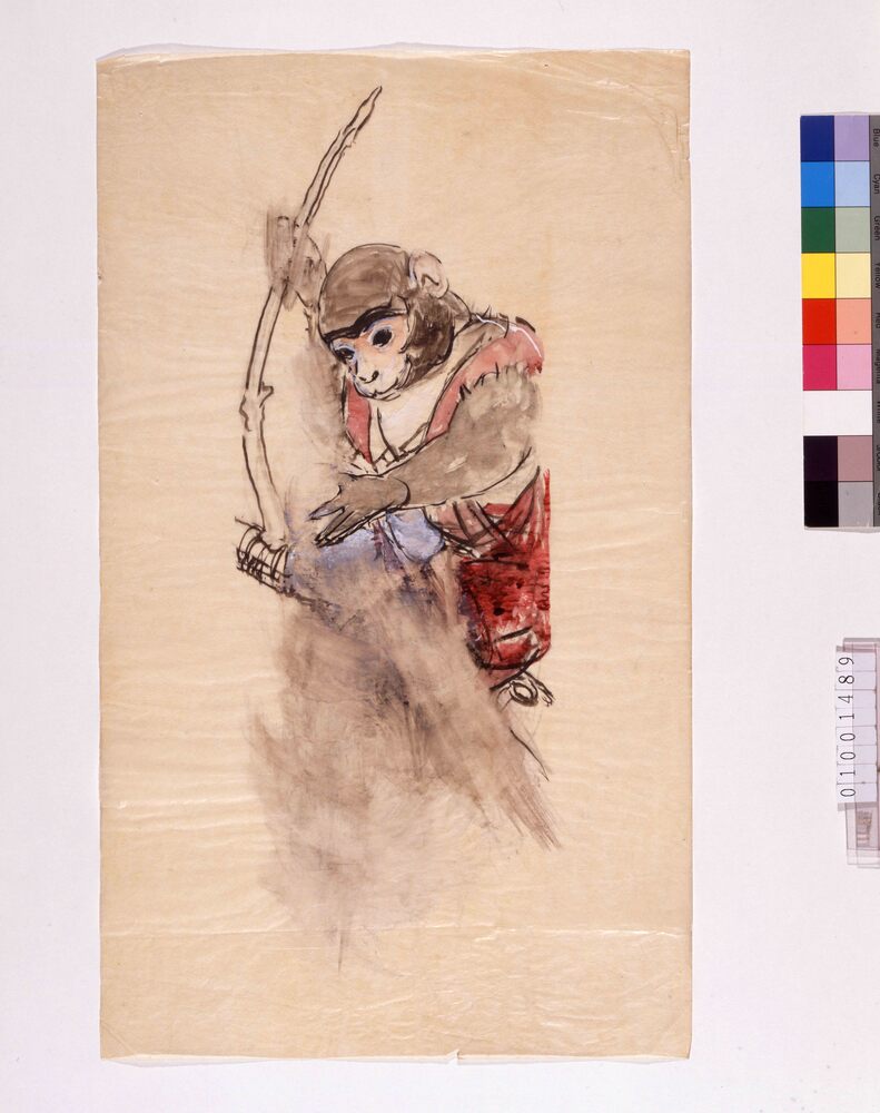 作品画像:下絵 樹上の猿