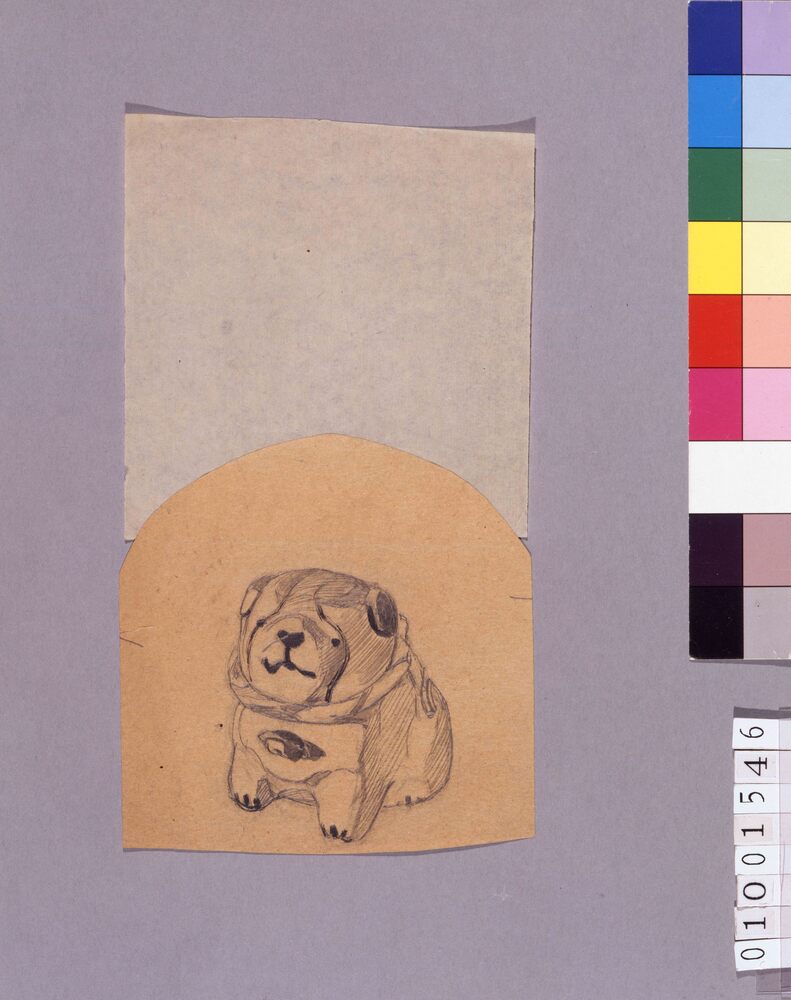 作品画像:下絵 静物(人形玩具の犬)