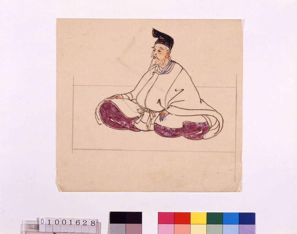 作品画像:下絵 翁(柿本人麻呂)