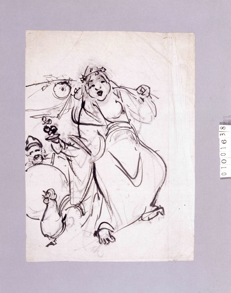 作品画像:下絵 天鈿女命