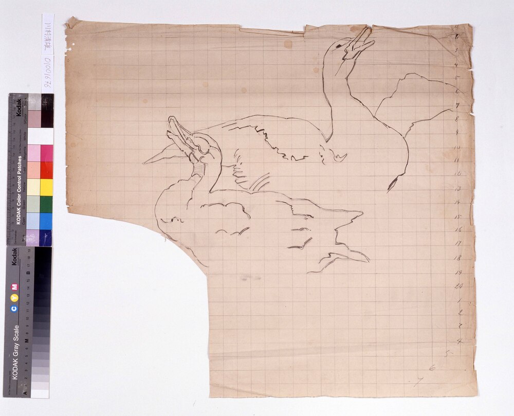作品画像:下絵 鴨(部分)