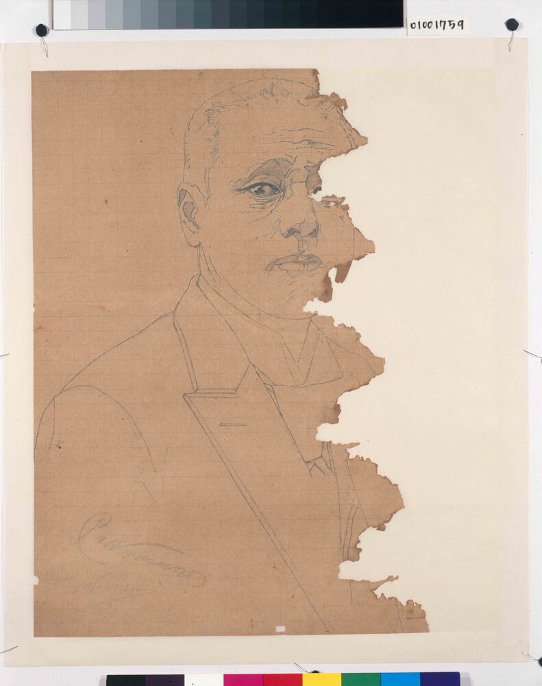 作品画像:下絵断片 山川健次郎肖像