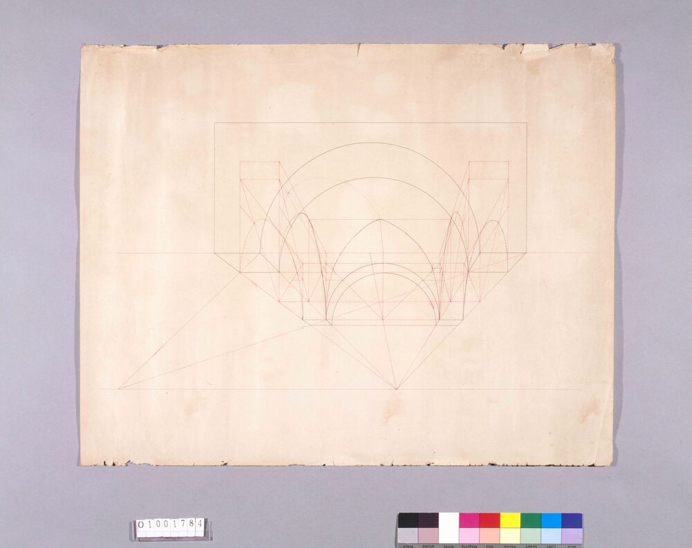 作品画像:図面習作 一点透視図(アーチ)