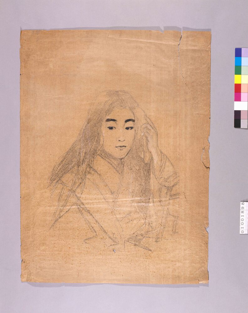 作品画像:下絵 梳る女