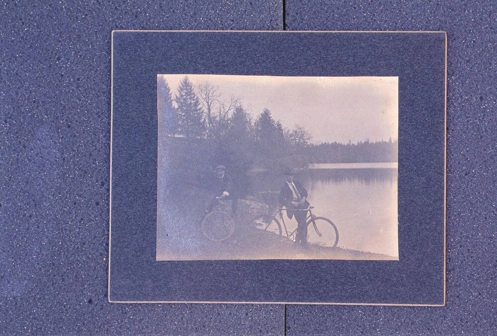 作品画像:永井荷風像(留学時・湖畔の自転車)