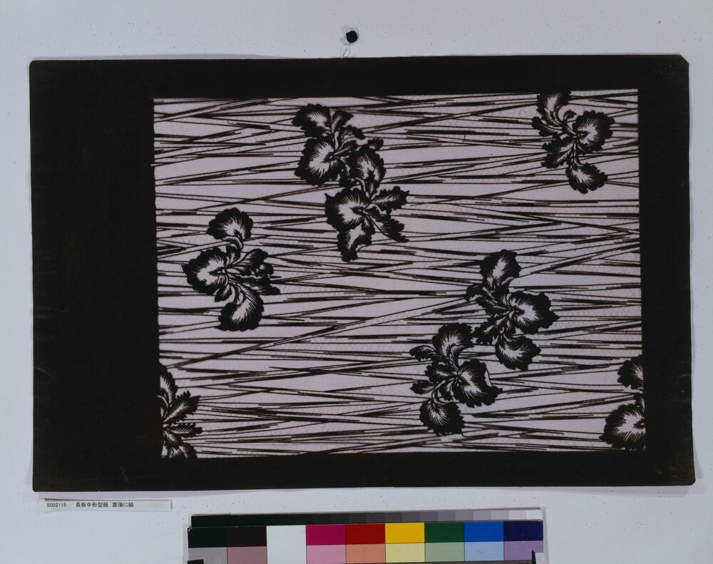 作品画像:長板中形型紙 菖蒲に縞