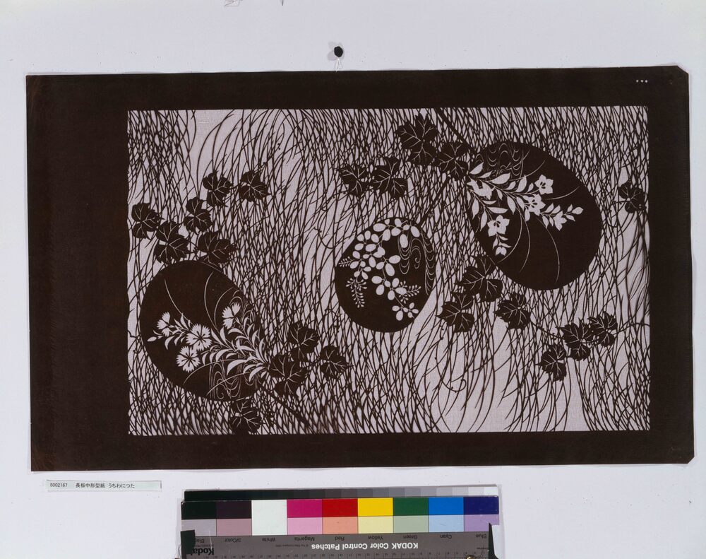 作品画像:長板中形型紙 うちわにつた