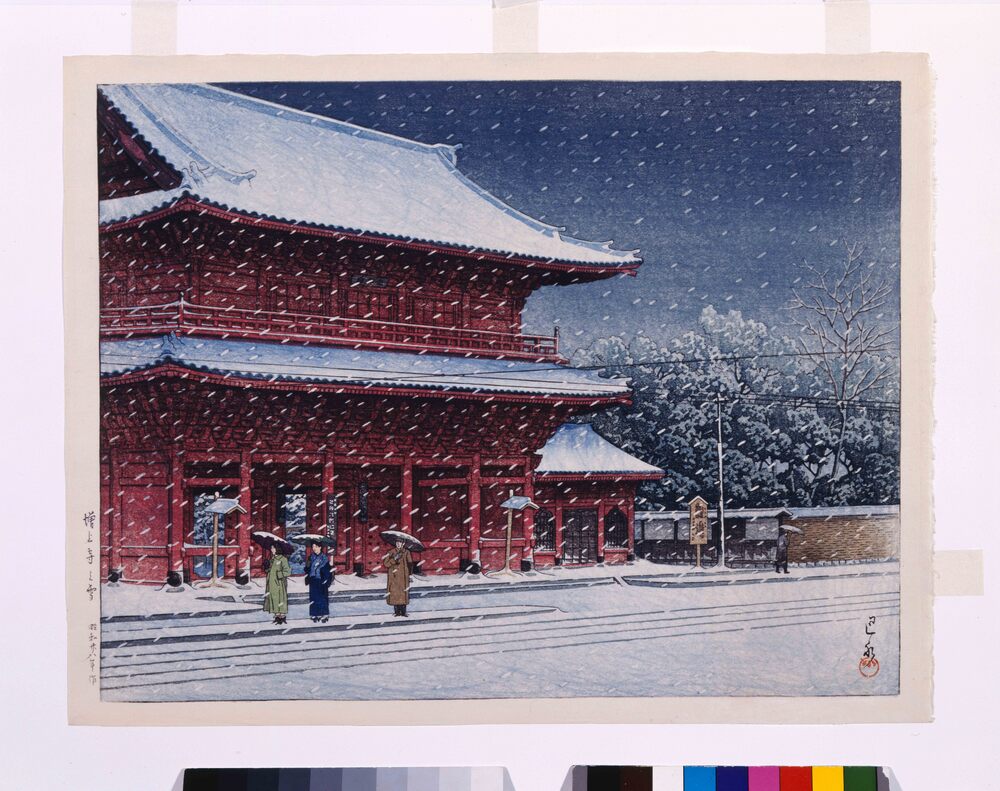 作品画像：増上寺の雪