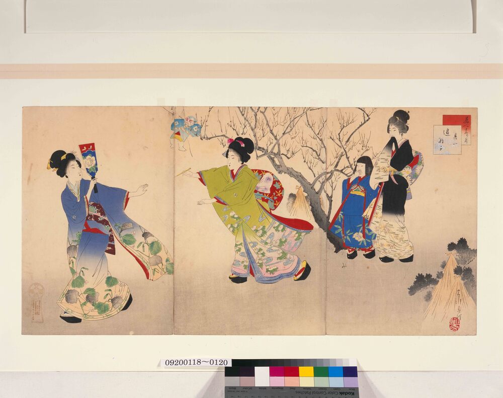 作品画像:美人十二ヶ月 其一 追羽子