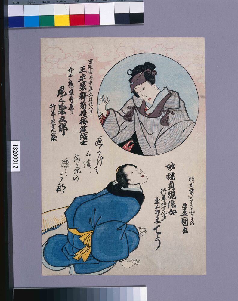 作品画像：死絵　四代目尾上菊五郎・妻てう