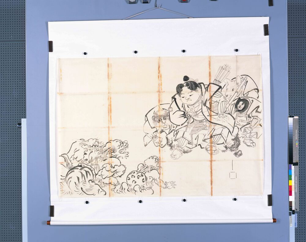 作品画像:粉本 絵馬 桃太郎鬼退治