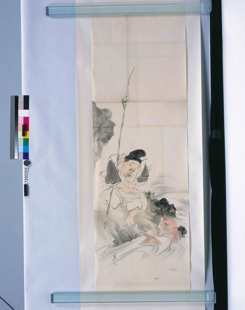 作品画像:粉本 鯛を釣る恵比寿