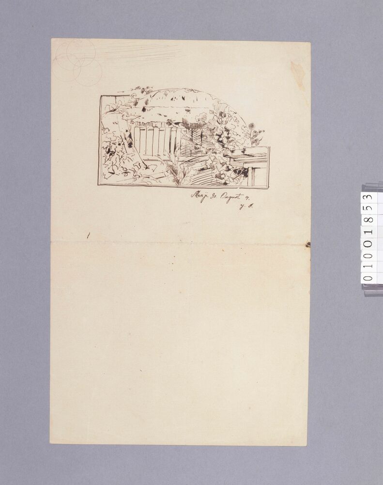 作品画像：素描 建物のある風景/書状下書