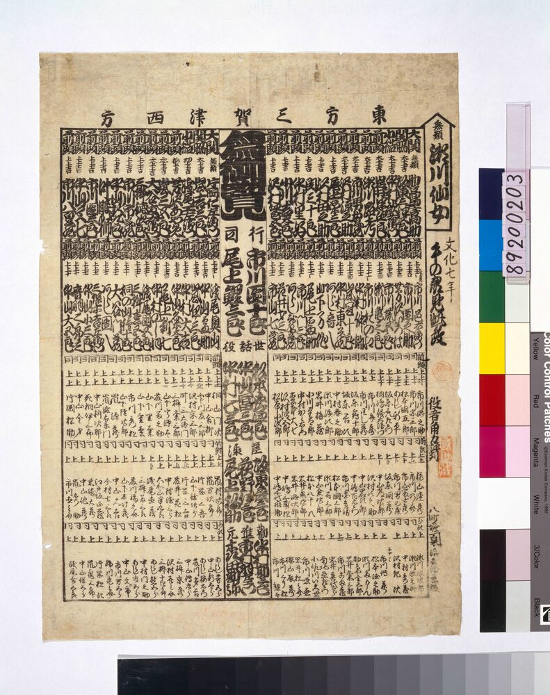 作品画像:役者見立番付(三賀津役者評判午の顔見世改)