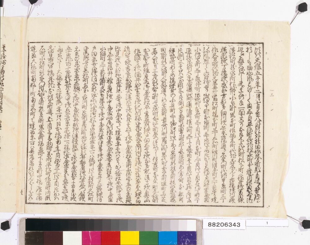 作品画像:天保五年二月七日暮八ツ時頃外神田佐久間町弐丁目辺より出火