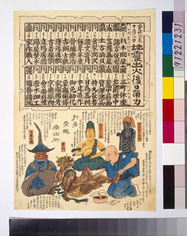 作品画像:安政二年十月二日地震出火後日角力